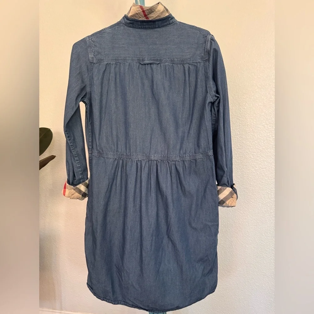 Burberry Brit Denim Chambray Chest Pockets Dress kids girls Large Nova